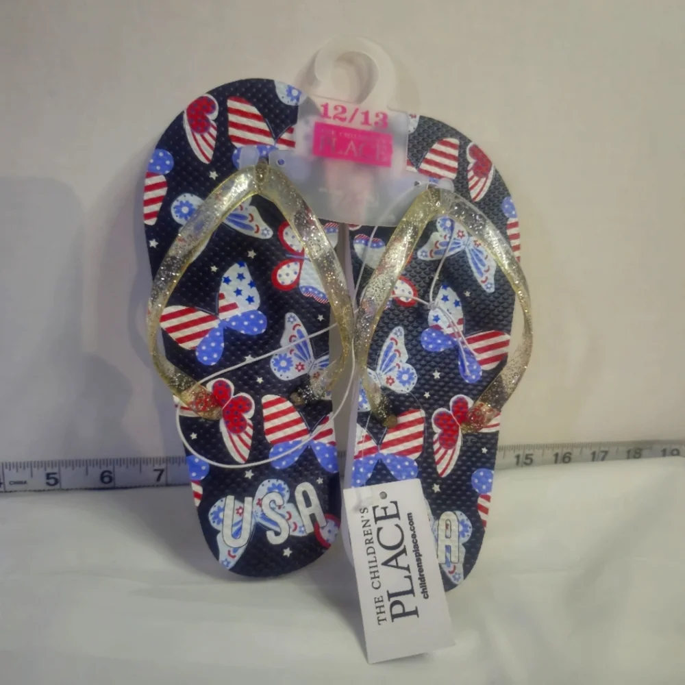 TCP BUTTERFLY GIRLS SANDALS/FLIP‎ FLOPS USA RED,WHITE AND BLUE VARIOUS SIZES